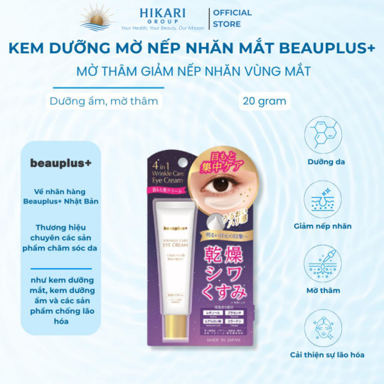 Kem Dưỡng Mắt Beauplus+ Eye Cream Mờ Nếp Nhăn Chống Lão Hóa 20g