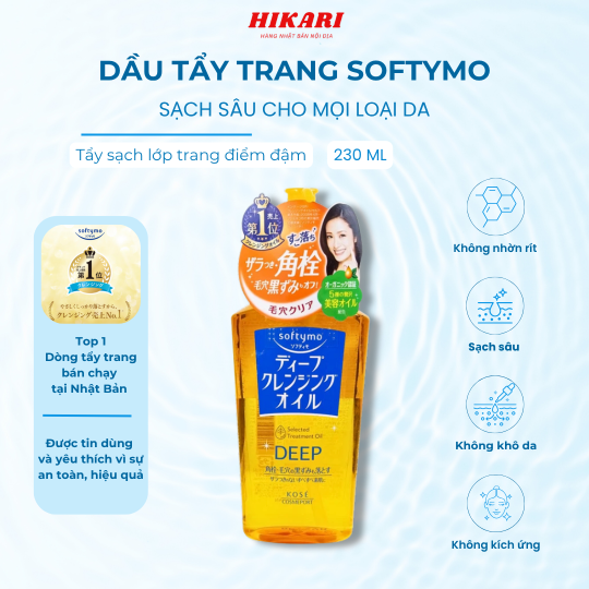 Dầu Tẩy Trang Kosé Softymo Làm Sạch Sâu Bụi Bẩn & Trang Điểm 230ml