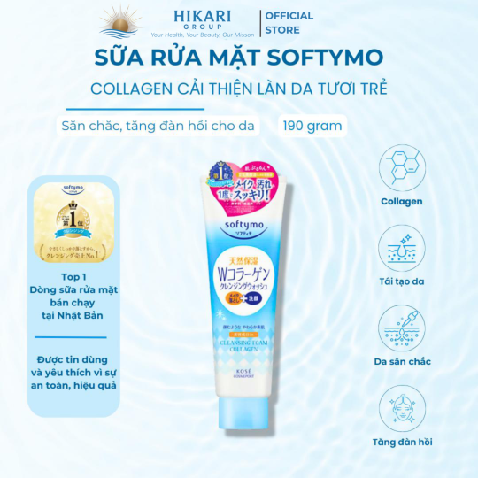 Sữa Rửa Mặt Và Tẩy Trang 2 Trong 1 Kosé Softymo Cleansing Foam Collagen 190g