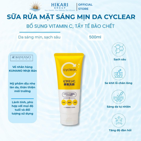 Sữa Rửa Mặt Tạo Bọt Sạch Sâu & Sáng Da Vitamin C Enzyme Cyclear 130g