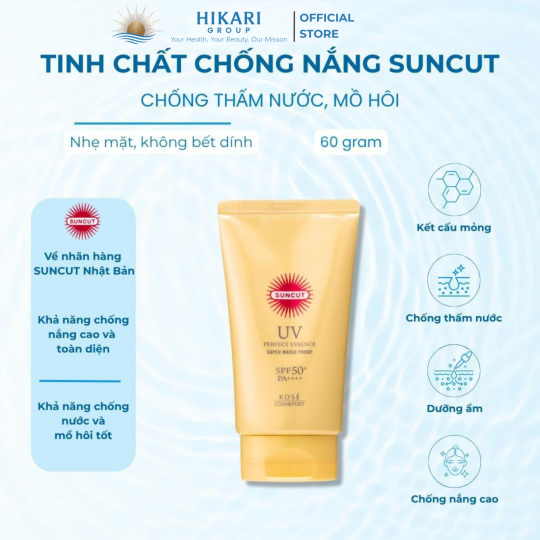 Tinh Chất Chống Nắng Kosé Suncut Super Waterproof SPF50 PA+++ Siêu Chống Nước Mỏng Nhẹ  60g
