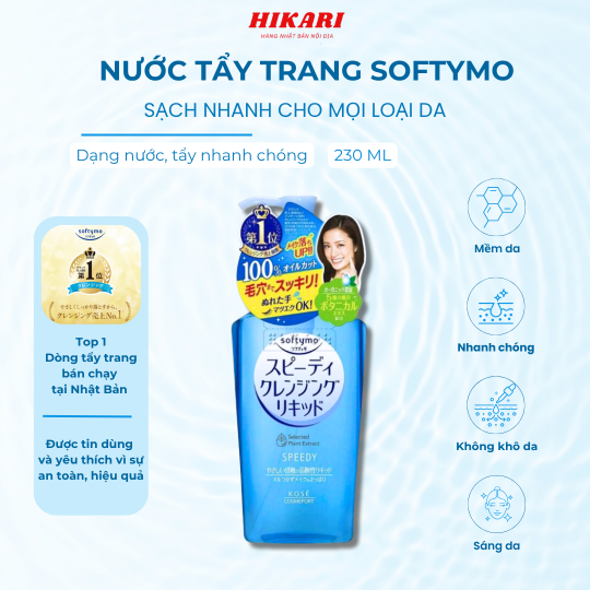 Nước Tẩy Trang Kosé Softymo Làm Sạch Nhanh Mọi Loại Da 230ml