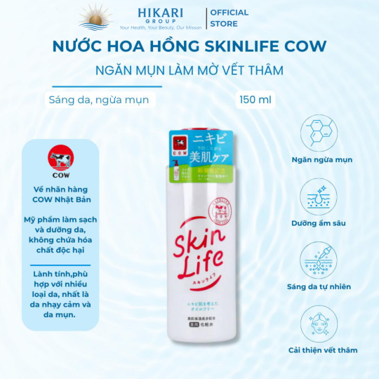 Nước Hoa Hồng Skinlife Cow Ngăn Ngừa Mụn & Mờ Vết Thâm Chai 150ml